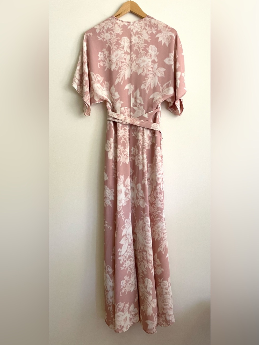 Reformation Winslow Floral Print Wrap Robe Maxi Long Dress Blush Pink - Picture 7 of 12